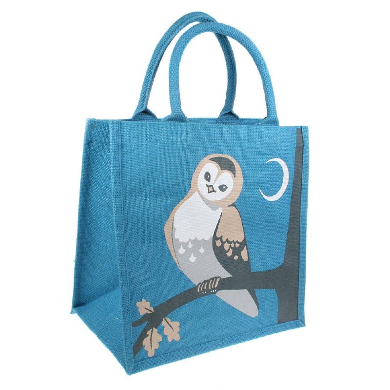 Jute Shopping Bag Owl w Moon