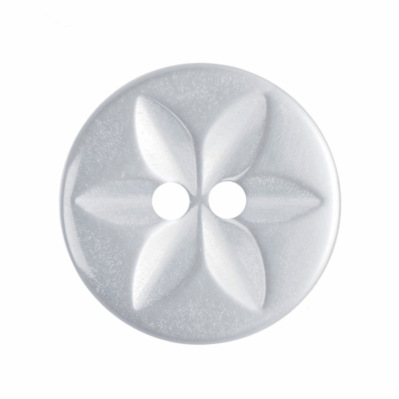 Button Round Star 16mm White