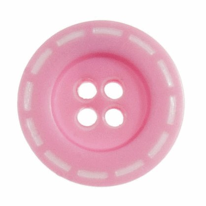 Button Stitched 18mm Pink