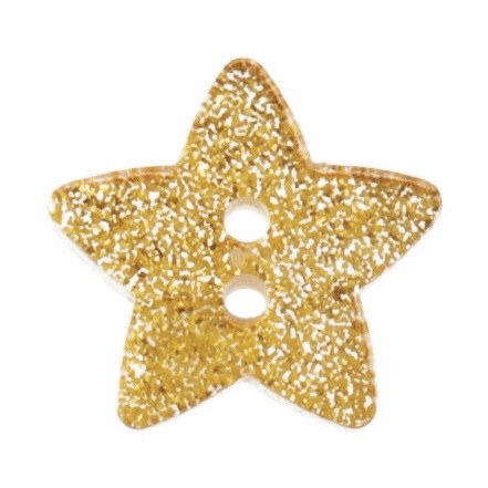 Button Glitter Star 18mm Gold