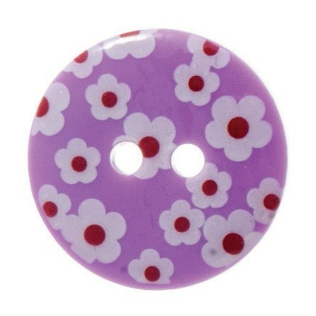 Button 18mm flowers lt purple