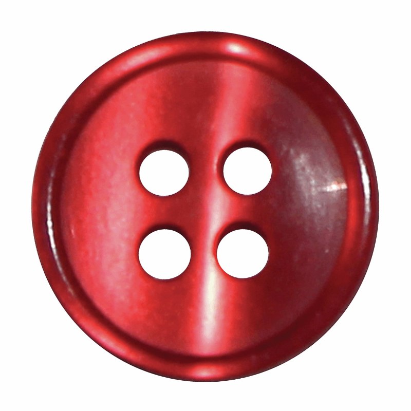 Button 4 Hole 13mm Red