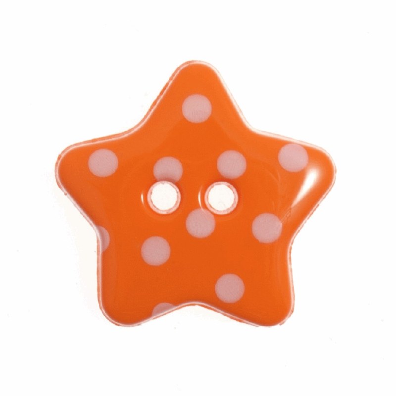 Button Spotty Star 18mm Orange