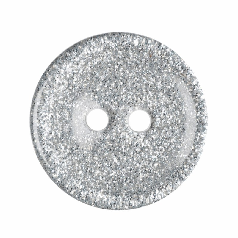 Button 15mm Glitter Silver