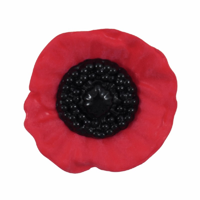 Button Red Poppy Shank 20mm