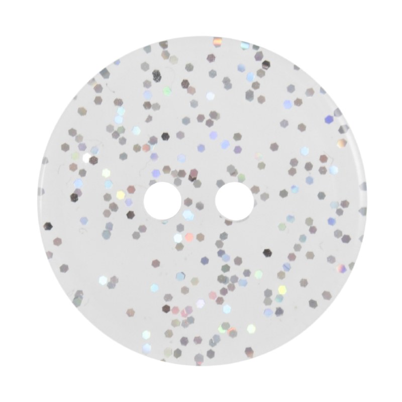 Button 19mm Glitter White
