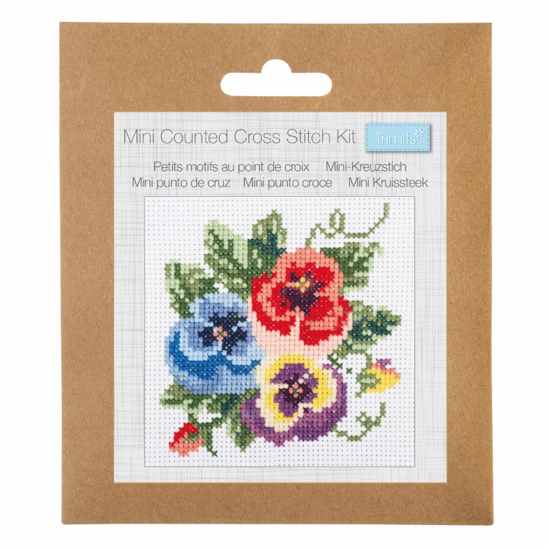 Cross Stitch Kit Pansies