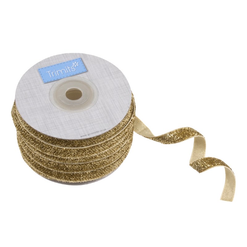 Ribbon 10mm Gold Glitter Velve