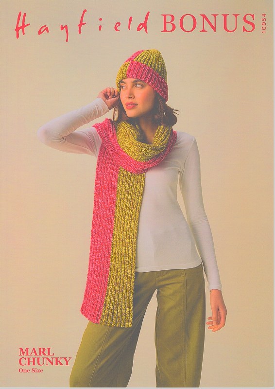 Hayfield 10954 Hat &amp; Scarf Chu