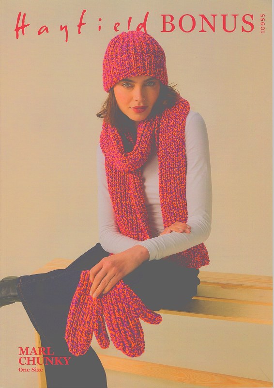 Hayfield 10955 Hat/Scarf/Mitts