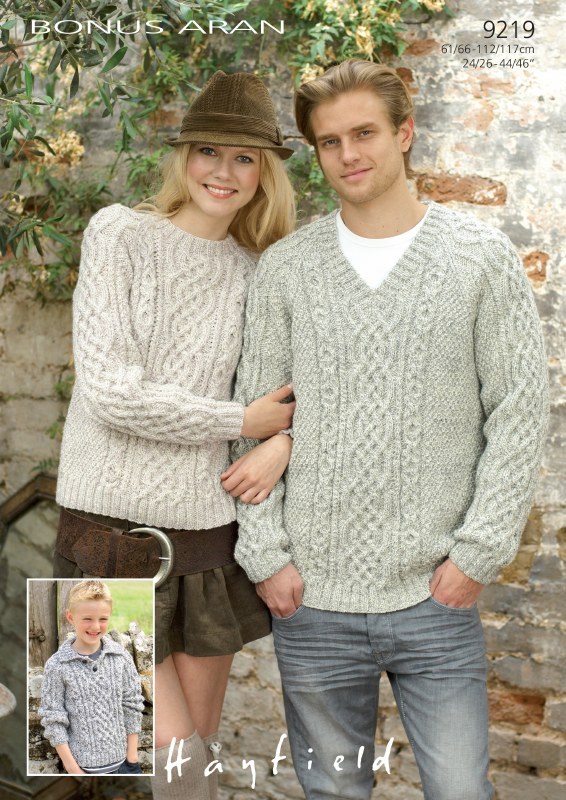 Hayfield 9219 Sweaters in Aran