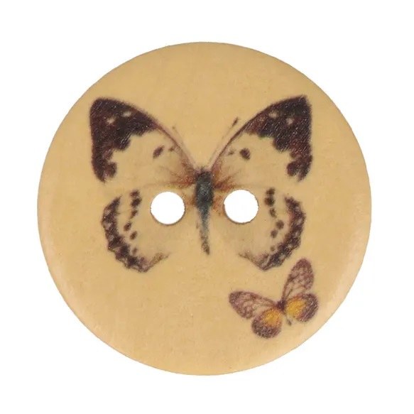 Buttons 25mm Wooden Butterfly