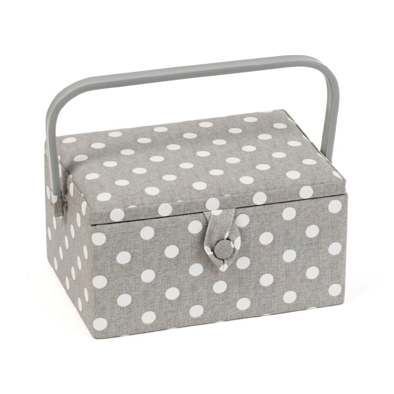 Sewing Basket Medium Grey Spot