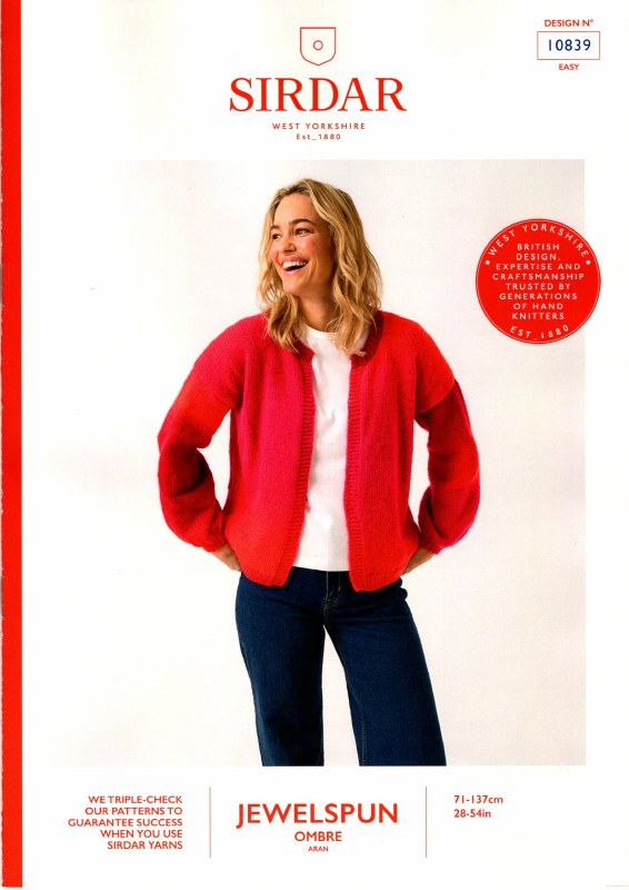 Sirdar 10839 Cardigan in Aran