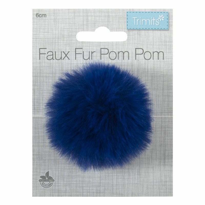 Pom Pom Faux Fur 6cm Cobalt