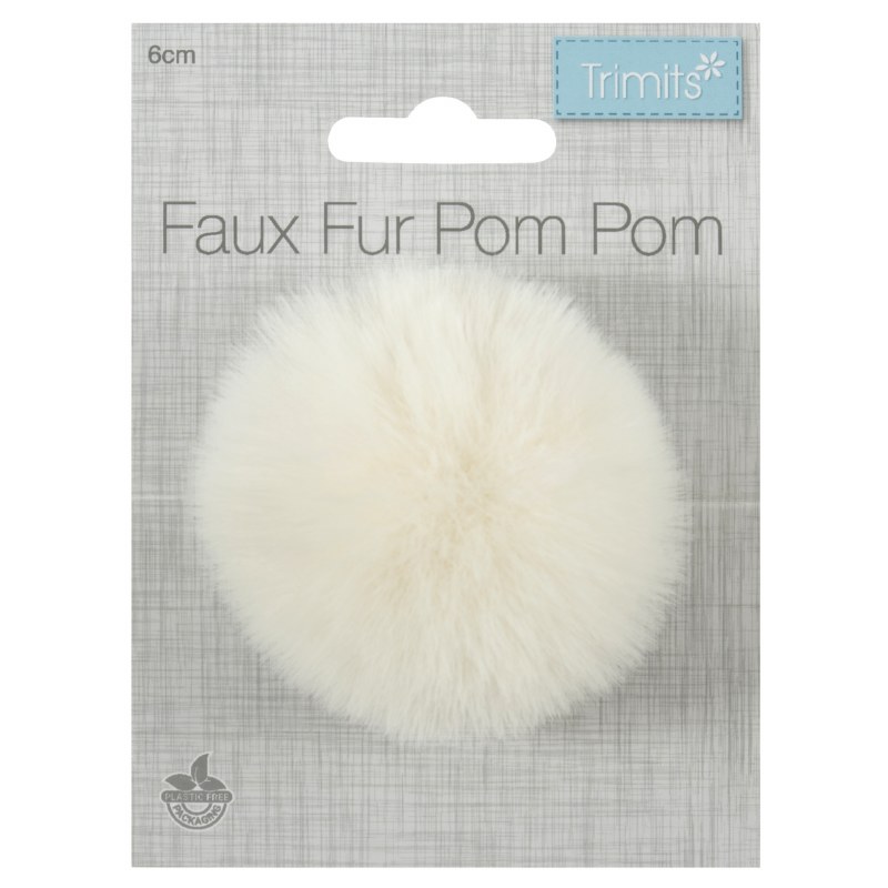 Pom Pom Faux Fur 6cm Cream