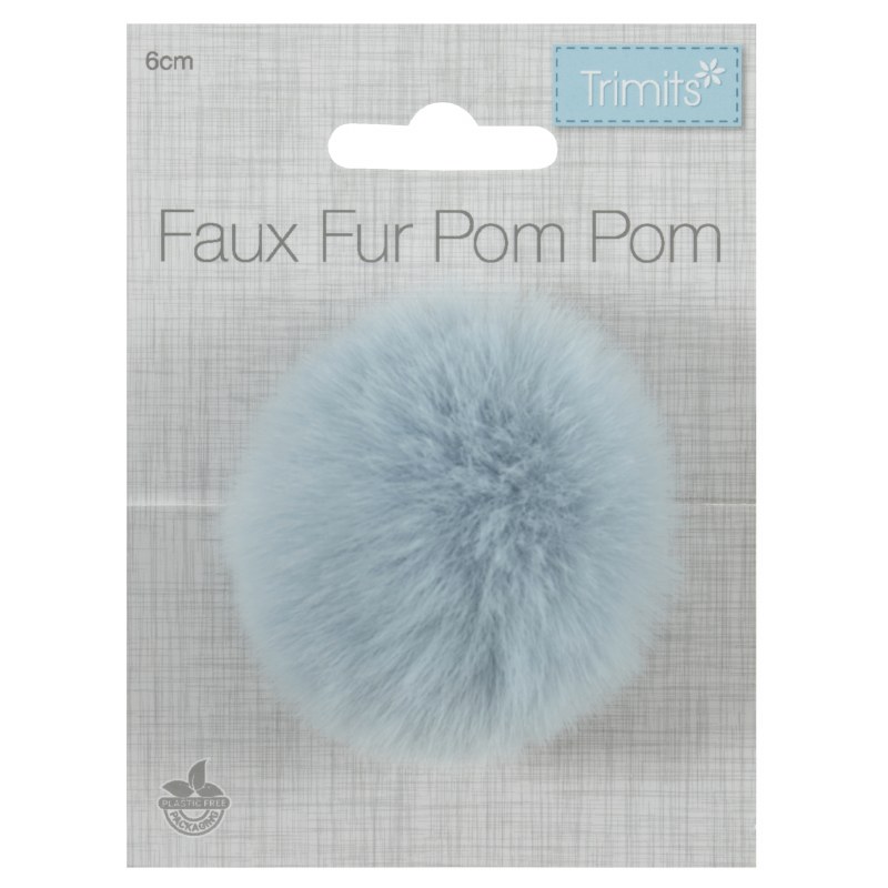 Pom Pom Faux Fur 6cm Lt Blue