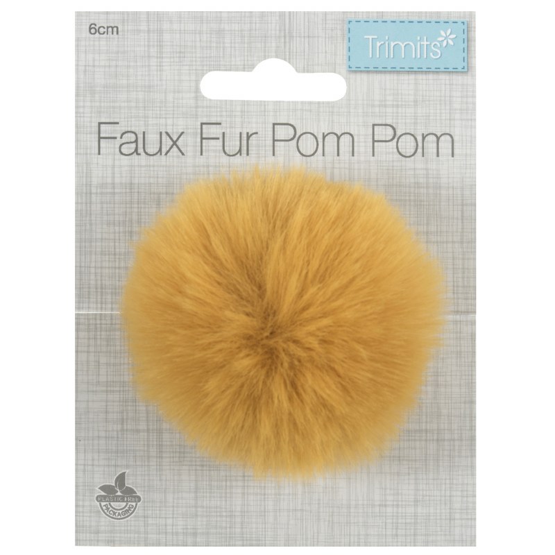 Pom Pom Faux Fur 6cm Mustard