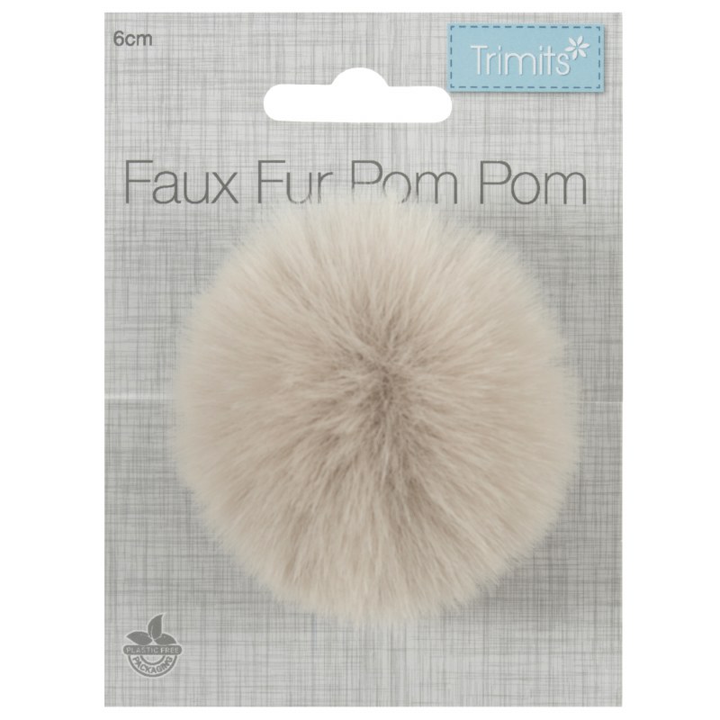 Pom Pom Faux Fur 6cm Natural