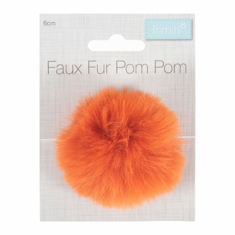 Pom Pom Faux Fur 6cm Orange