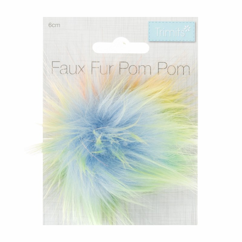 Pom Pom Faux Fur 6cm Rainbow