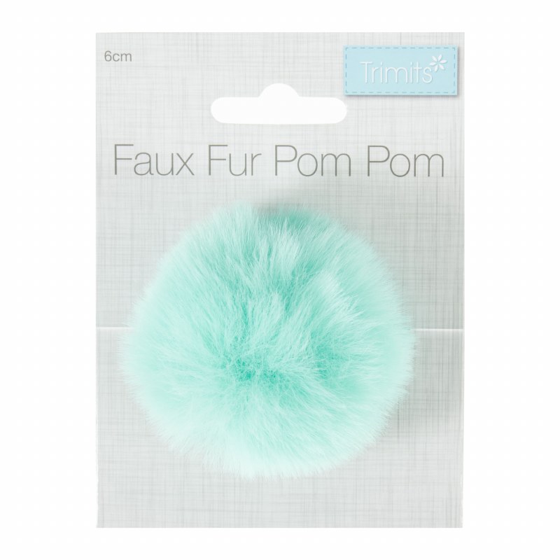 Pom Pom Faux Fur 6cm Turquoise