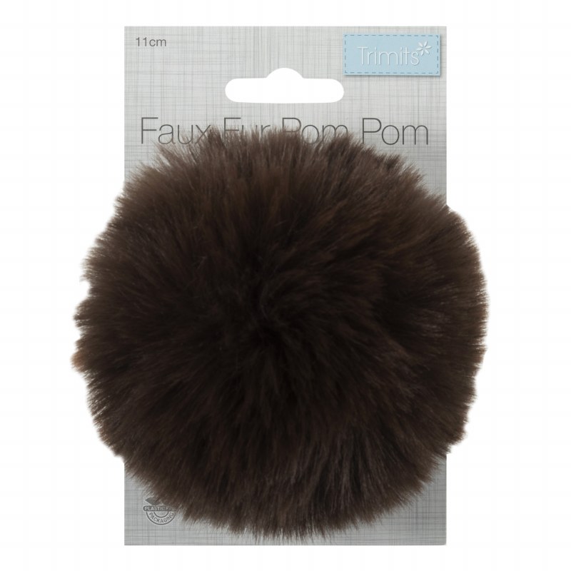 Pom Pom Faux Fur 11cm Brown