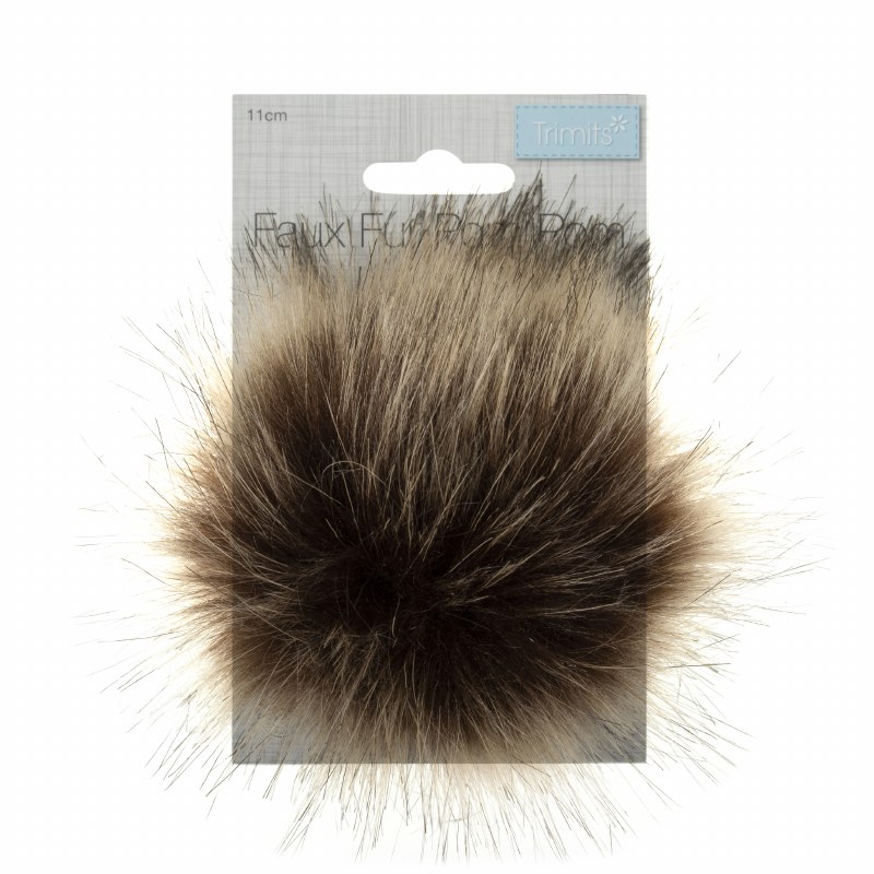 Pom Pom Faux Fur 11cm Brn tip