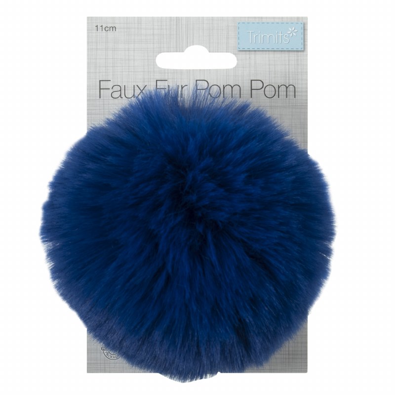 Pom Pom Faux Fur 11cm Cobalt