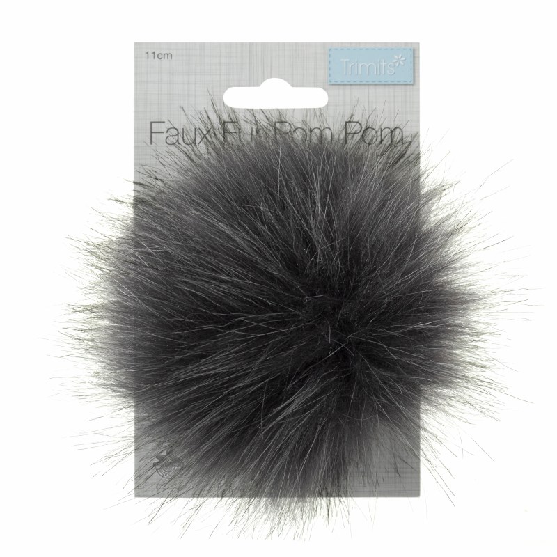 Pom Pom Faux Fur 11cm Grey tip