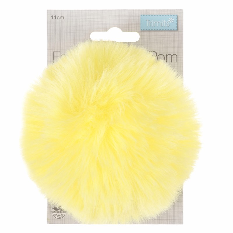 Pom Pom Faux Fur 11cm Lemon