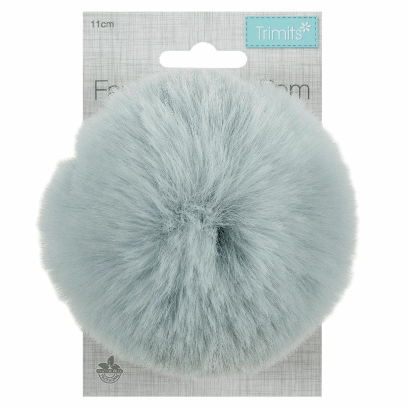 Pom Pom Faux Fur 11cm Lt Blue