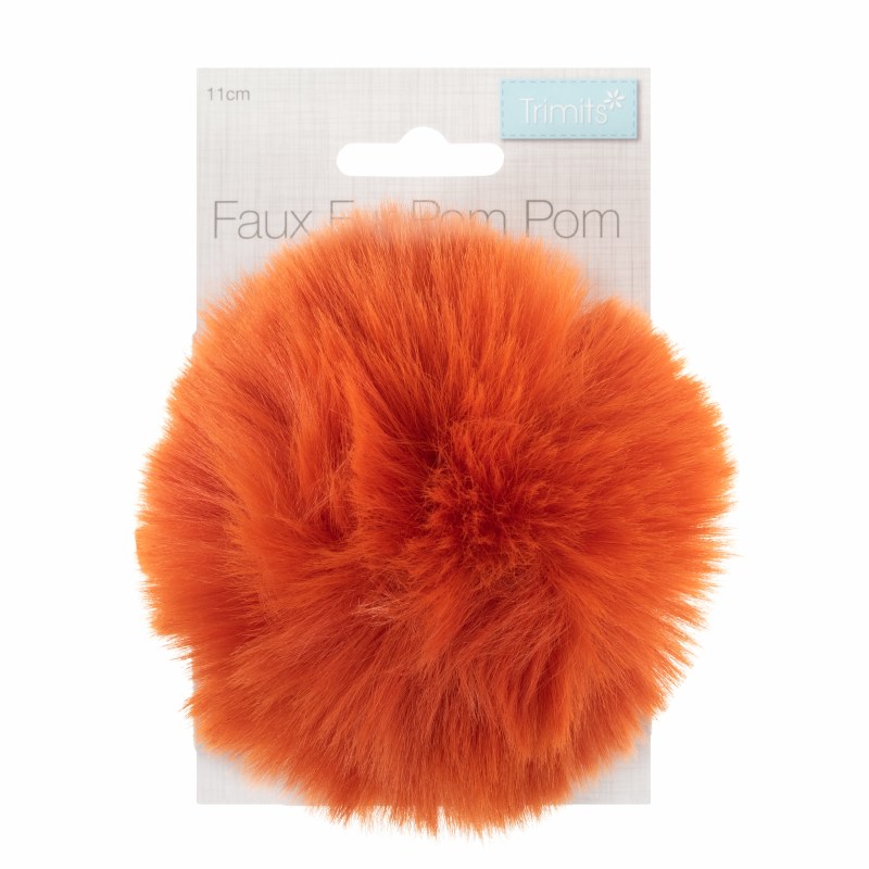 Pom Pom Faux Fur 11cm Orange