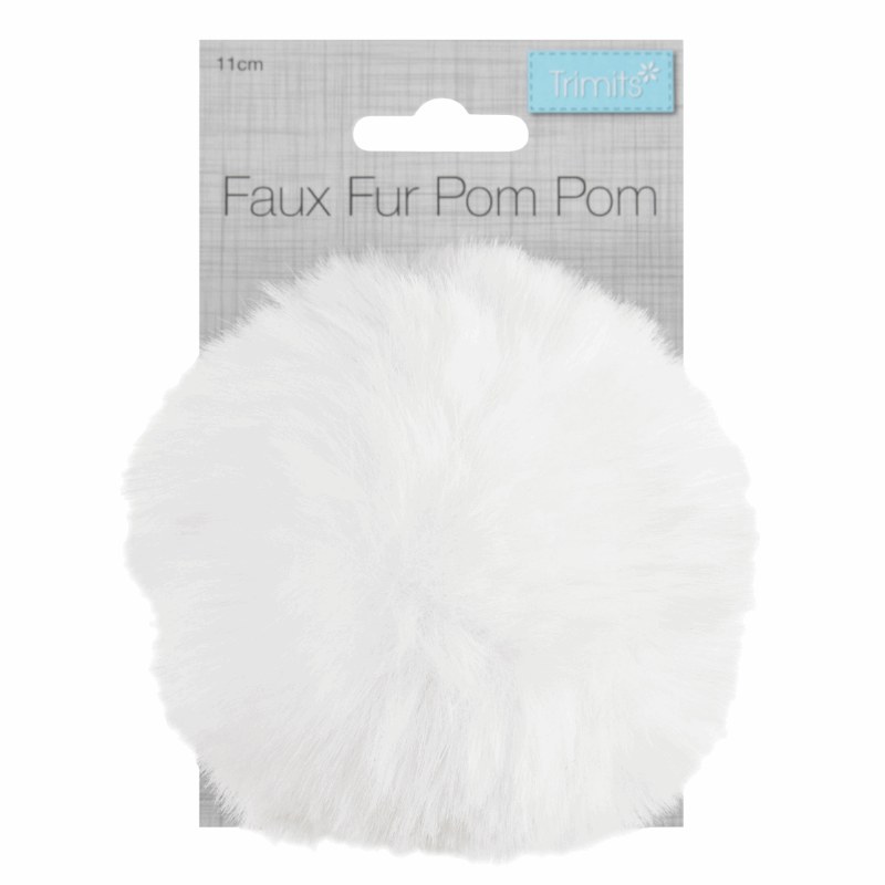 Pom Pom Faux Fur 11cm White