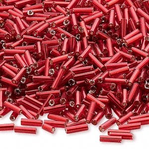 Beads bugle Ruby Red 1/4&quot;