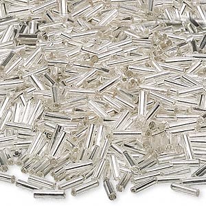 Beads bugle Silver 1/4&quot;