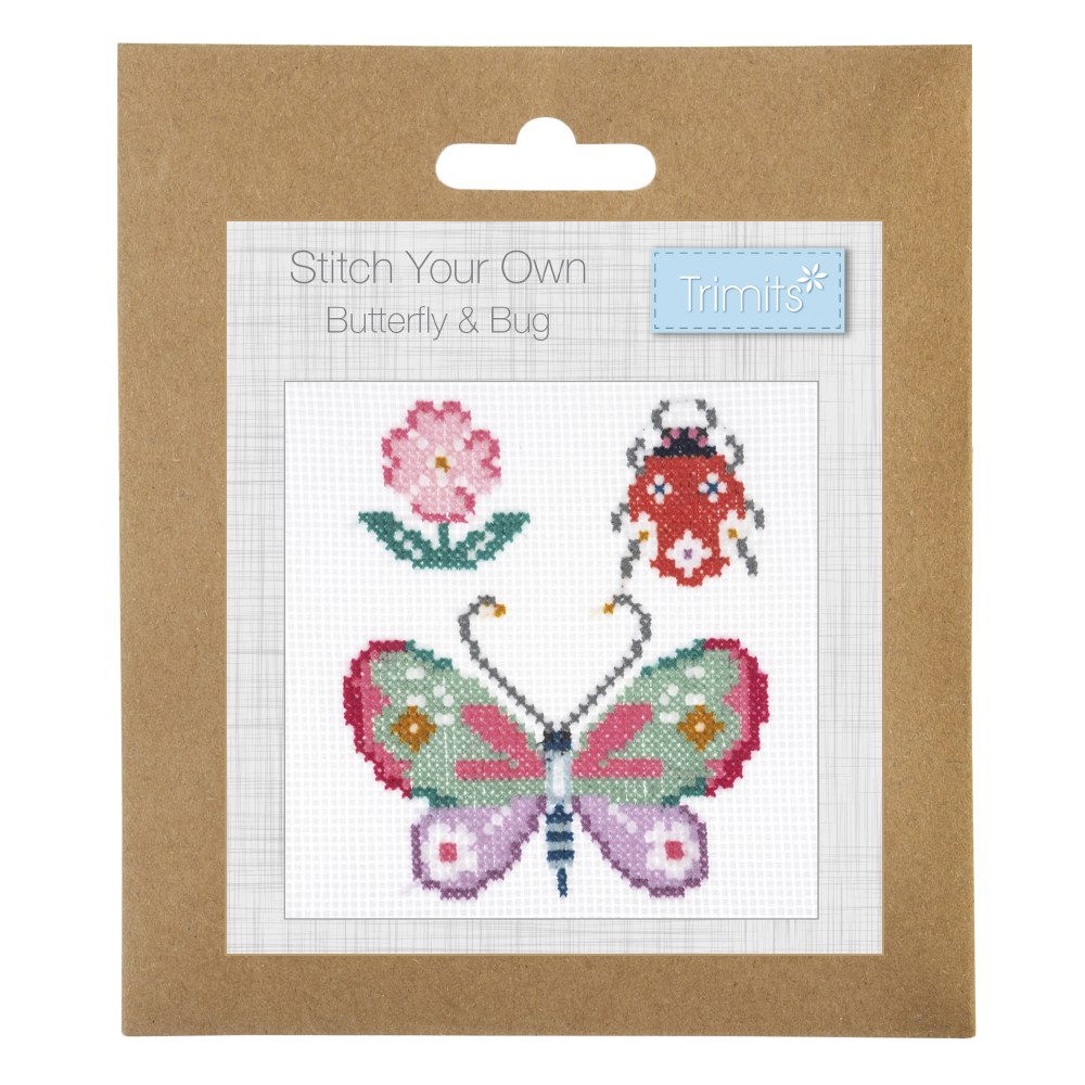 Trimits Mini Counted Cross Stitch Kit: Butterfly & Bug Trimits Mini Counted Cross Stitch Kit: Butterfly & Bug
