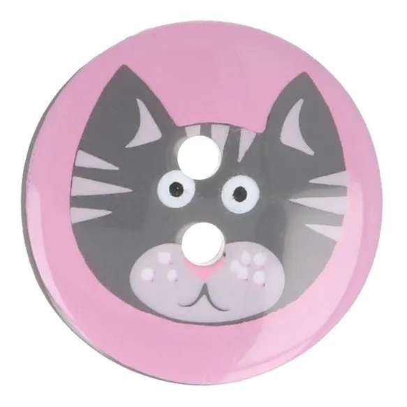 Buttons 19mm Cat on pink