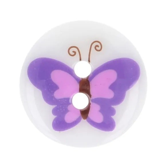 Buttons 15mm Butterfly Purple