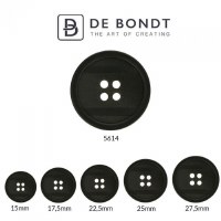 Button - 4 hole 15mm Black