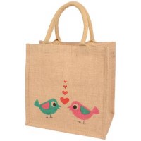 Jute Shopping Bag Love Birds