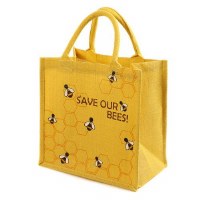 Jute Shopping Bag Save Our Bee