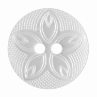 Button Etched Flower 18mm Whit