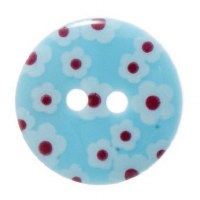 Button 18mm flowers lt blue