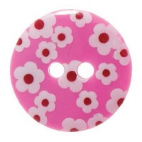 Button 18mm flowers pink