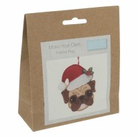 Felt Decoration Pug Santa Hat