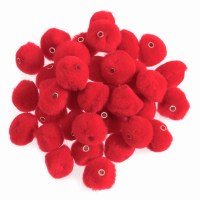 Pom poms w hole 12mm x 50 Red