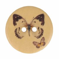 Buttons 25mm Wooden Butterfly