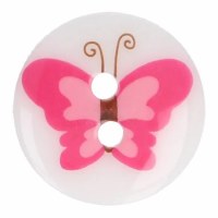 Buttons 15mm Butterfly Pink