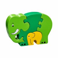 LK Jigsaw Green Elephant & Bab